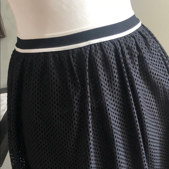 TOPSHOP Football Mesh Midi Skirt Black 6 - Picture 2 of 8
